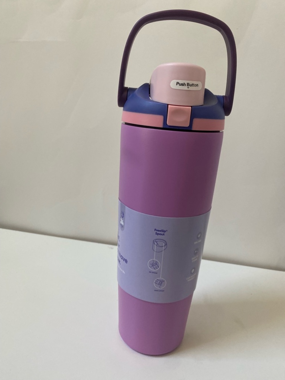 Purple & Pink Insulated Travel Bottle with Carry Handle